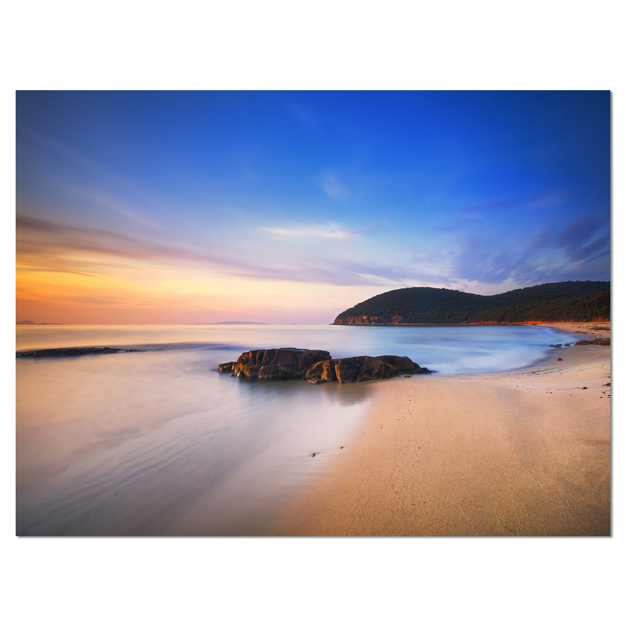 Extra Large Seashore Canvas Wall Art - Stunning Sunset at Cala Violina Beach Painting - Perfect for Living Room, Bedroom & Office Decor