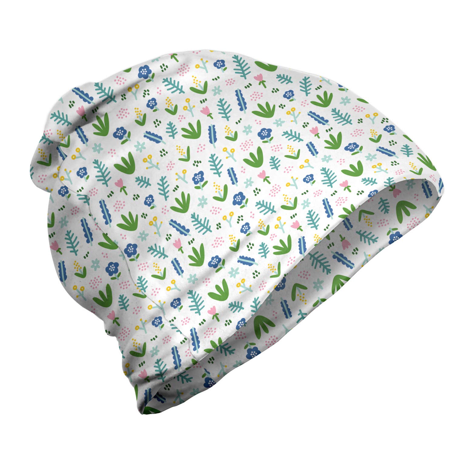 Ambesonne Unisex Beanie - Soft Pastel Tulip Floral Design for Men & Women - Warm Winter Knit Hat for Hiking, Camping, and Outdoor Activities