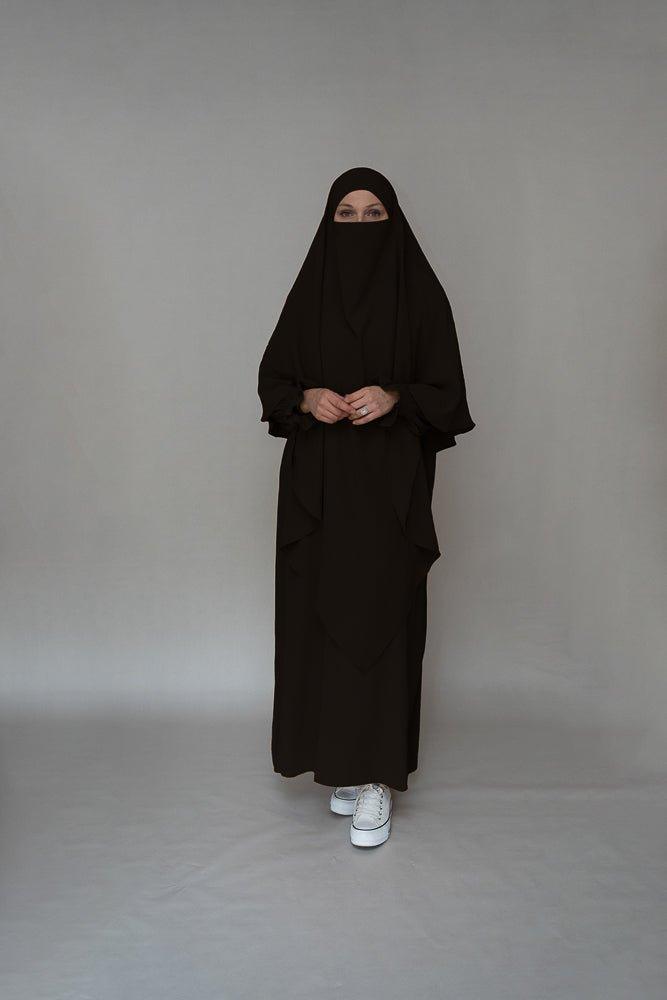 Elegant Black Non-Wrinkle Abaya Dress with Pockets - Modest Muslim Prayer Dress for Women, Perfect for Daily Wear, Mosque & Special Occasions