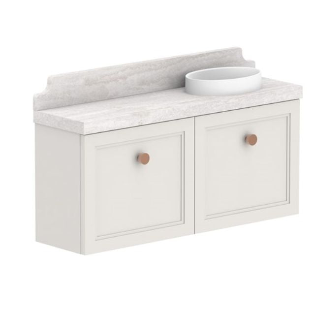 ADP Mabel Mini Wall Mounted Vanity with Cherry Pie Benchtop - Compact Bathroom Sink Cabinet for Small Spaces, Perfect for Powder Rooms and Cozy Apartments