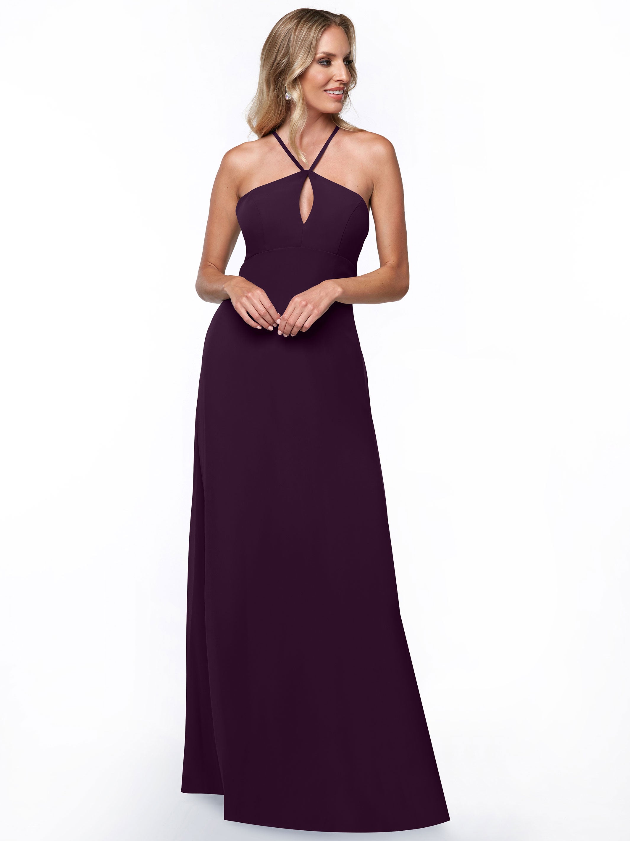 Elegant A-Line Chiffon Bridesmaid Dress with Keyhole Halter Neckline - Perfect for Weddings, Formal Events & Special Occasions