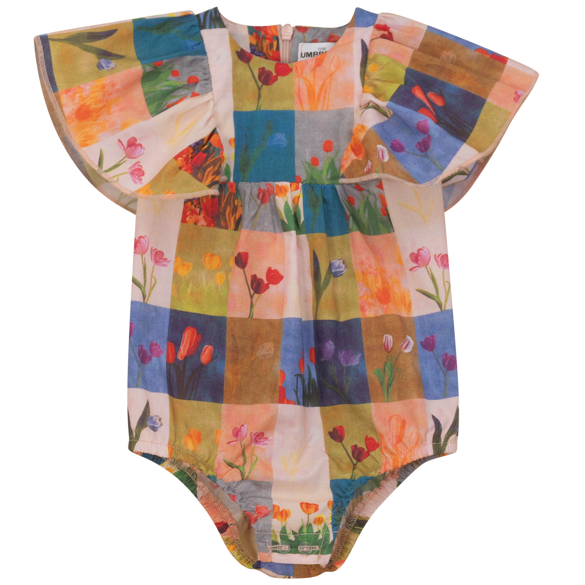 Floral Tulip Printed Romper for Women - Summer Casual Jumpsuit with Pockets | Perfect for Beach Outings, Picnics, and Vacation Wear