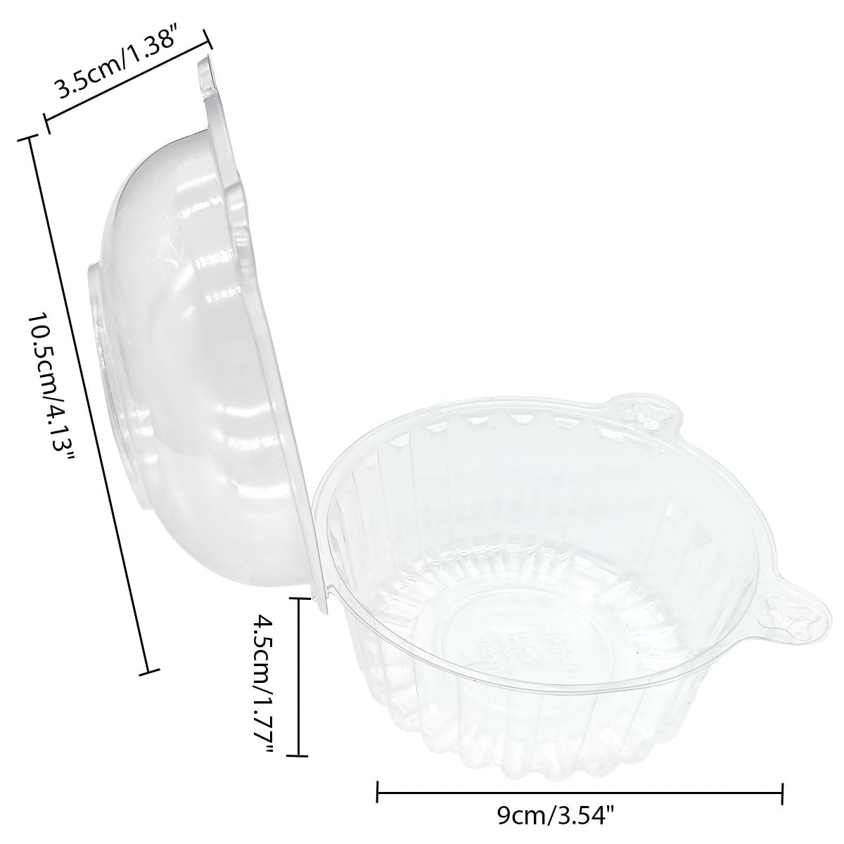 100-Pack Clear Plastic Cupcake Holder Cases - Single Individual Muffin & Cake Pod Containers for Baking, Parties & Dessert Display | Durable & Reusable Food Storage Boxes