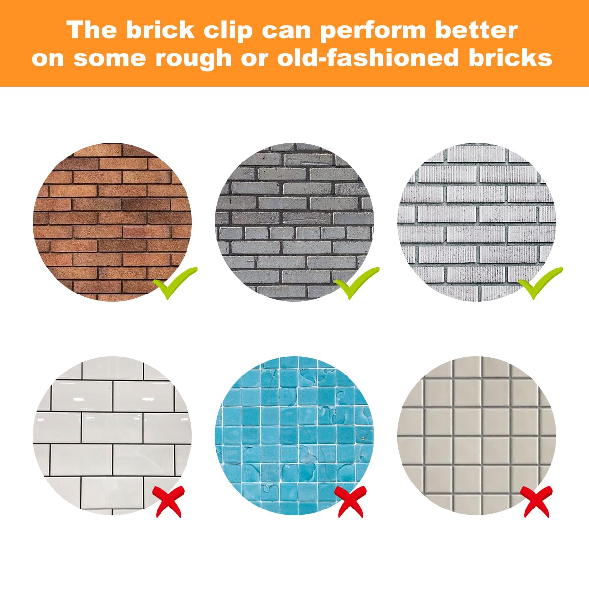 AIEVE 10 Pack No Drill Brick Wall Hooks - Heavy Duty Brick Clips for Hanging Outdoor Decor (Fits 2-1/4
