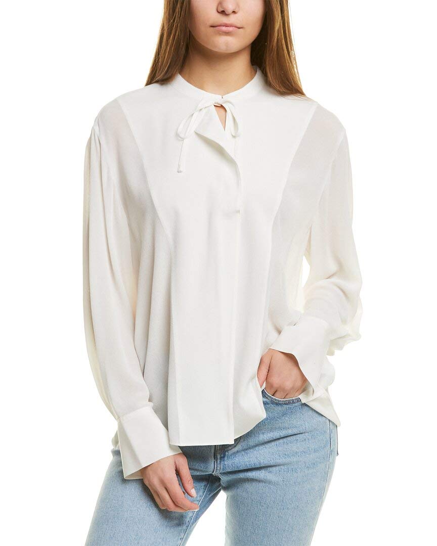 Vince Women's Elegant Long Sleeve Tie Neck Blouse - Office Wear & Formal Occasion Fashion Top for Professional Women
