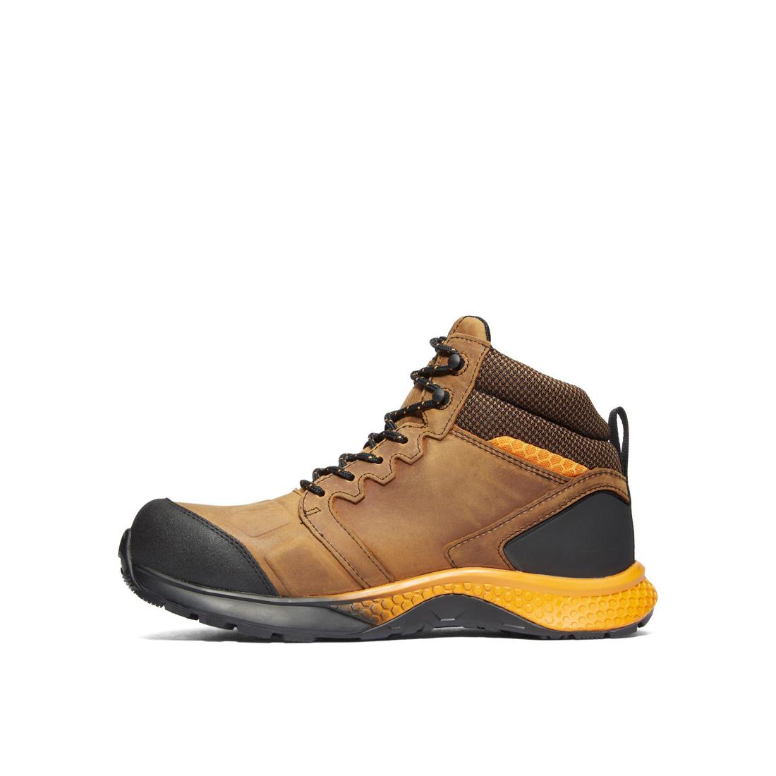 Reaxion Composite Toe Waterproof Work Boots for Men - Brown/Orange Safety Shoes for Construction, Hiking & Outdoor Work