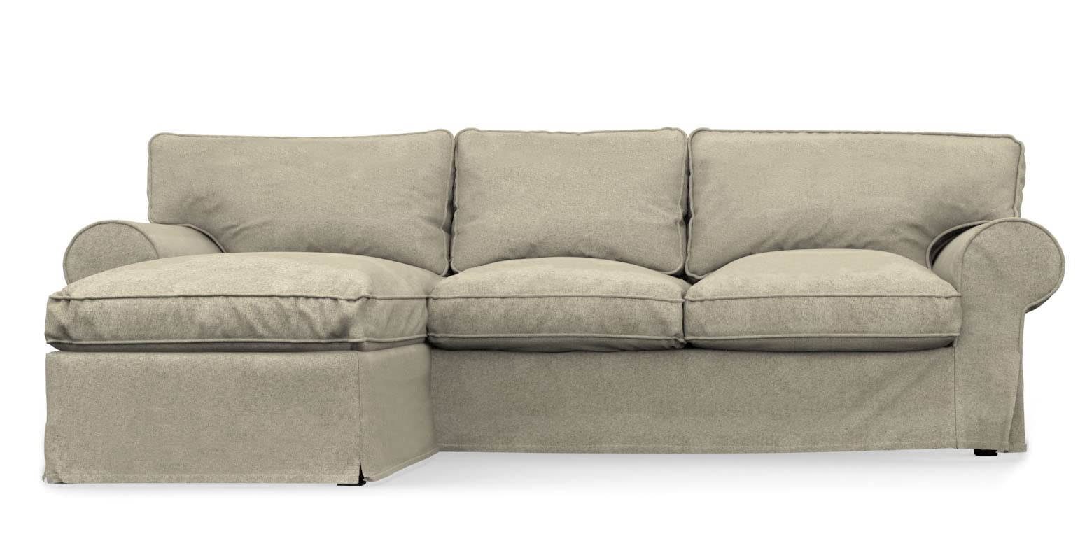 COMFORTLY Ektorp Couch Slipcover with Chaise Longue - Right/Left Sectional Sofa Cover Replacement, Handmade Linen Blend in Beige | Perfect for Living Room Furniture Protection & Style Upgrade