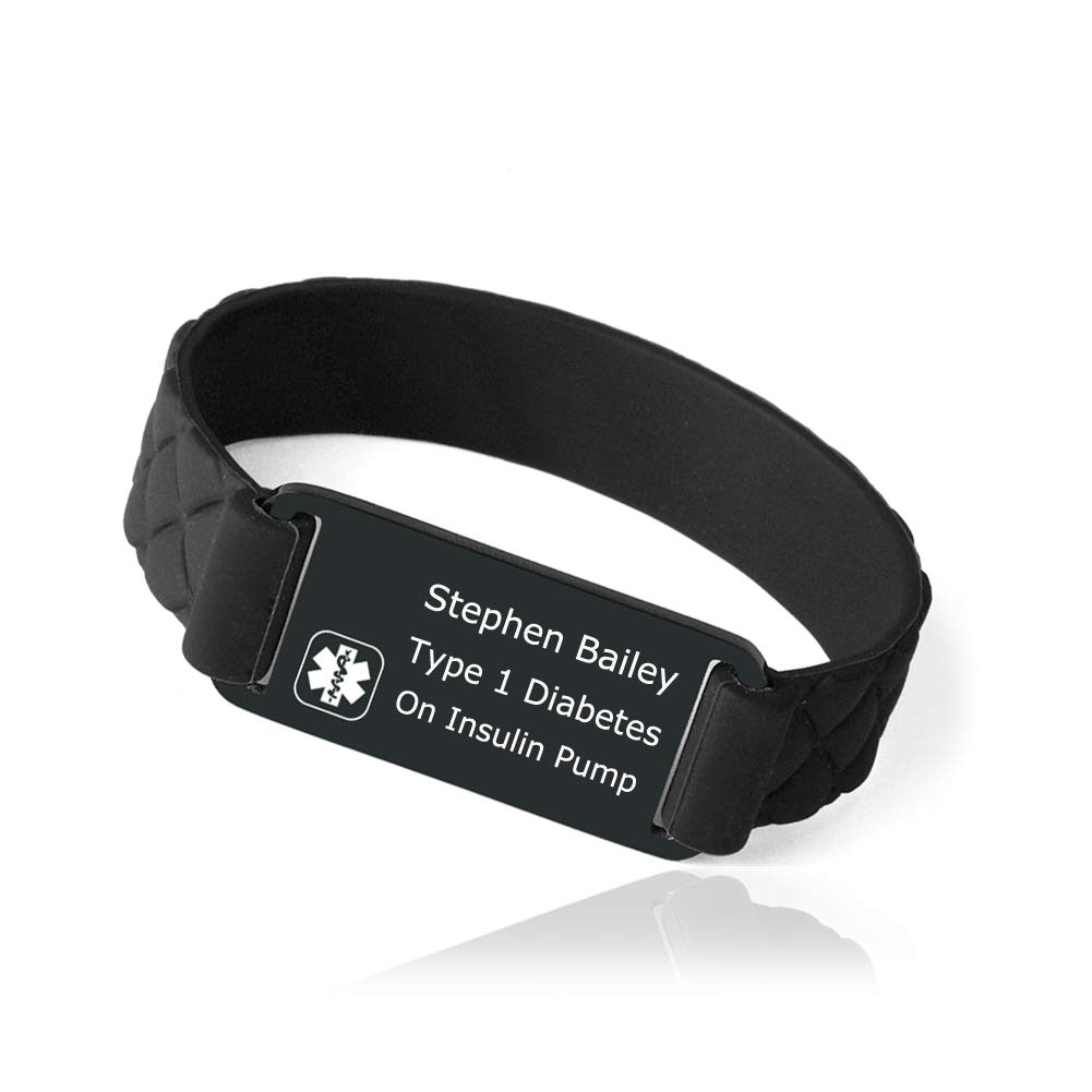 BBX JEWELRY Custom Engraved Medical ID Bracelet for Women & Men - Adjustable Rubber Sports Alert Bracelet for Allergies, Diabetes & Emergency Info - Perfect for Running, Gym & Outdoor Activities