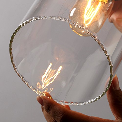 LITFAD Adjustable 1-Light Mini Pendant Lamp with Clear Glass Cylinder Shade - Industrial Style Ceiling Light Fixture for Kitchen, Restaurant, Bedroom, Cafe & Bar | Perfect for Dining Areas, Countertops and Workspaces