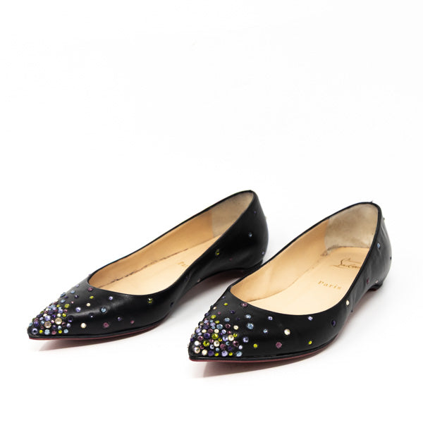 Christian Louboutin Black Degrastrass Flats Women's Size 36.5 | Luxury Designer Ballet Flats for Women | Perfect for Office, Parties & Special Occasions