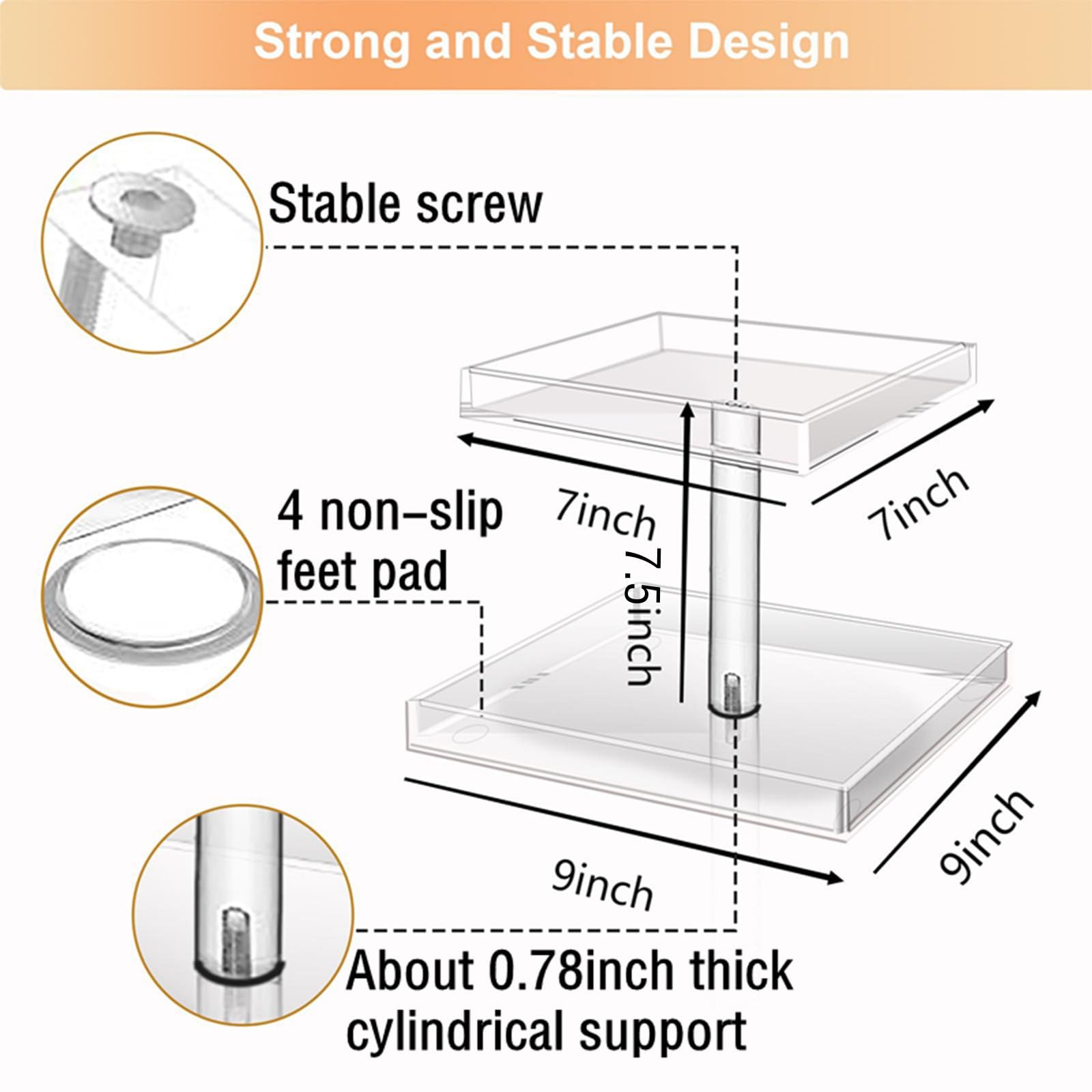 YAGELI 2-Tier Clear Acrylic Perfume Organizer for Women - Large Capacity Vanity Perfume Stand & Dresser Storage | Perfect for Bedroom, Bathroom & Makeup Table Organization