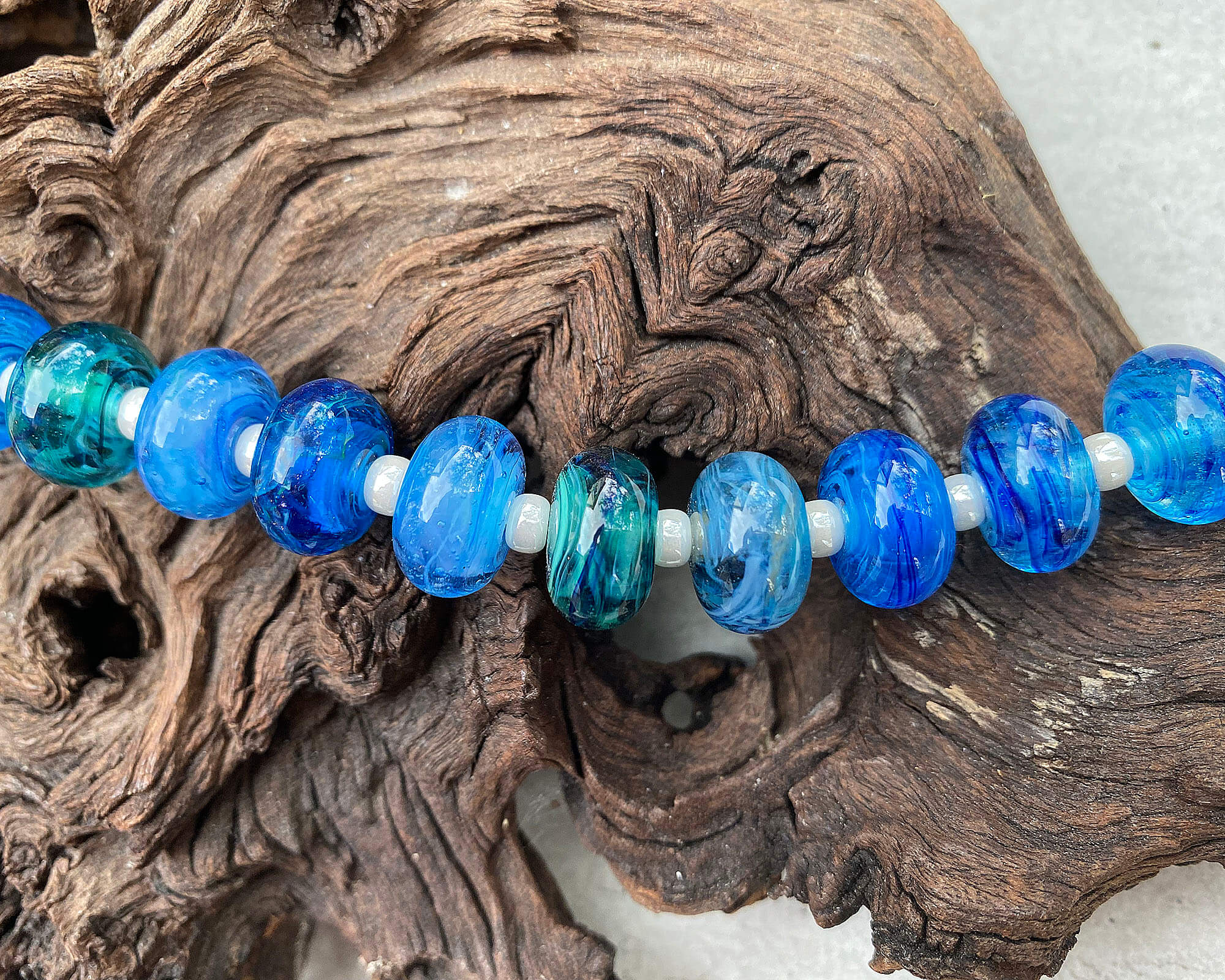 20 Vibrant Aqua Blue Ocean Lampwork Glass Beads Set for Jewelry Making - DIY Necklace, Bracelet & Earrings Craft Supplies - Perfect for Beach Theme Jewelry Designs