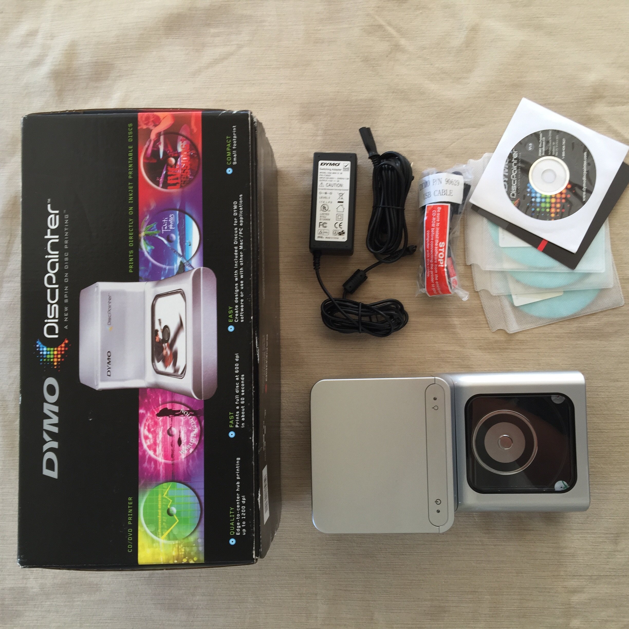 DYMO DiscPainter CD/DVD Color Printer (1738260) - Professional Labeling Solution for CDs, DVDs, and Discs - Perfect for Office, Home, and Media Organization