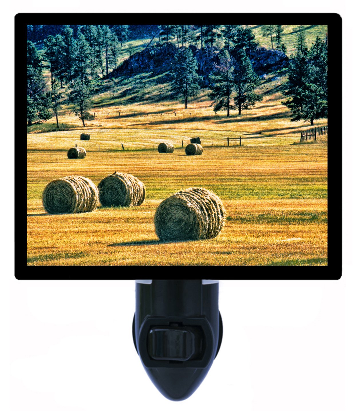 South Dakota Countryside LED Night Light with Hay Bales - Rustic Landscape Bedroom Decor for Cozy Ambience & Relaxation
