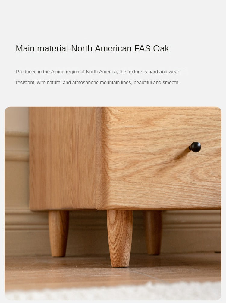 Solid Oak and Ash Wood Nightstand - Rustic Bedside Table with Drawer for Bedroom, Living Room, or Guest Room - Durable Wooden End Table for Home Decor