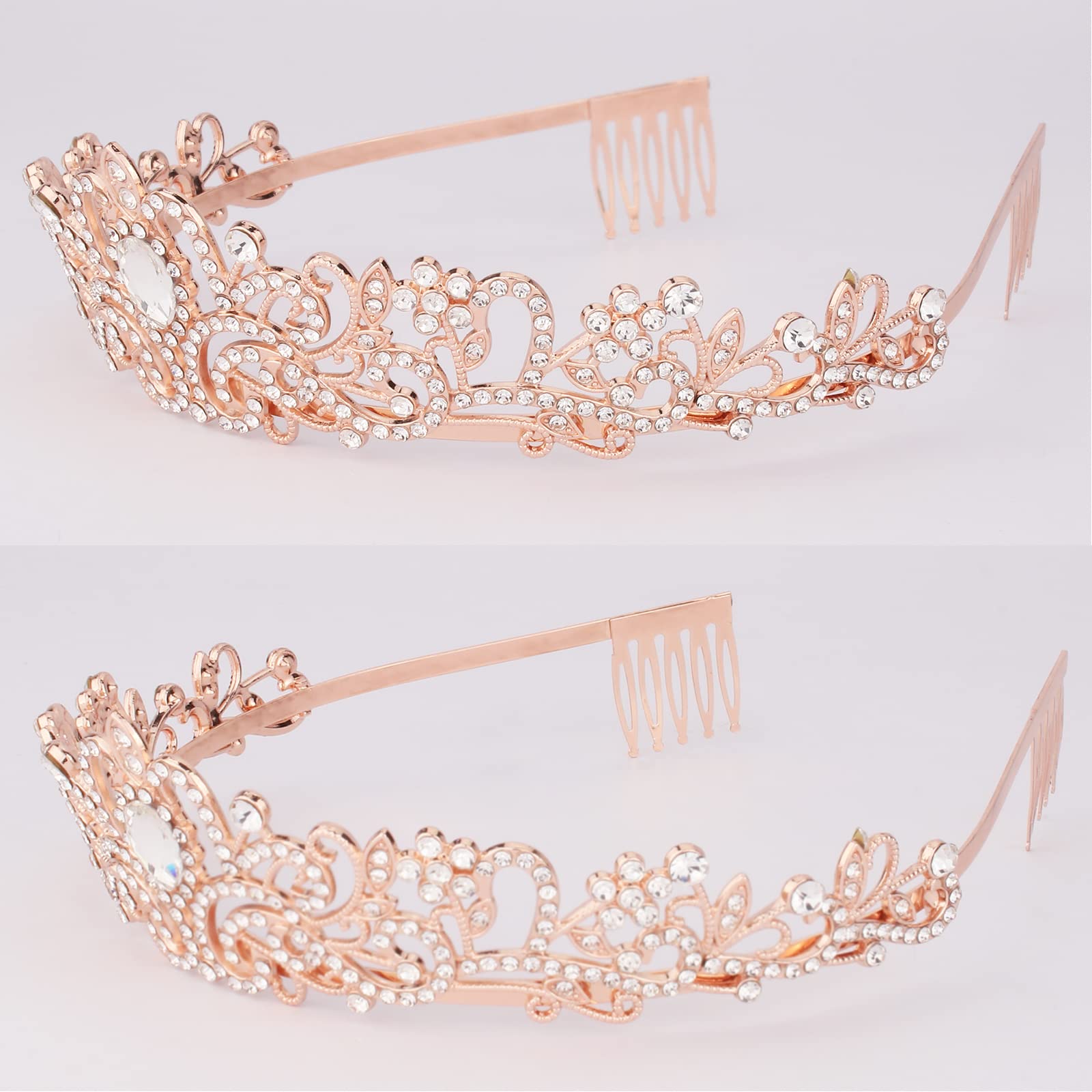 Rose Gold Birthday Crown & Tiara Set for Women - Queen Birthday Sash & Party Decorations | Perfect for Birthday Parties, Bridal Showers & Bachelorette Celebrations