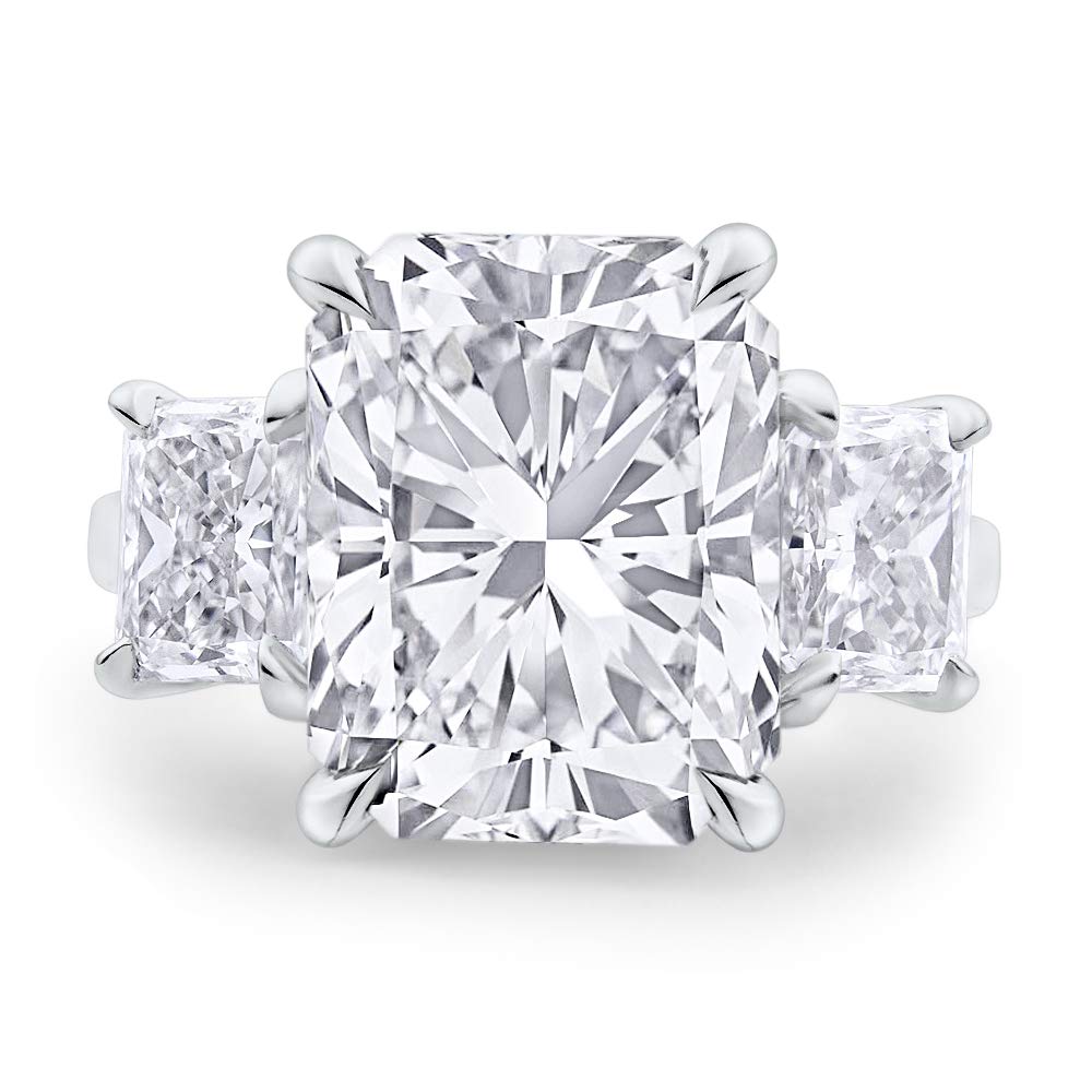 9TCW Radiant Colorless VVS1 Moissanite Engagement Ring - Wedding, Anniversary & Promise Ring with Halo & Solitaire Setting | Perfect for Proposals, Bridal Jewelry & Special Occasions