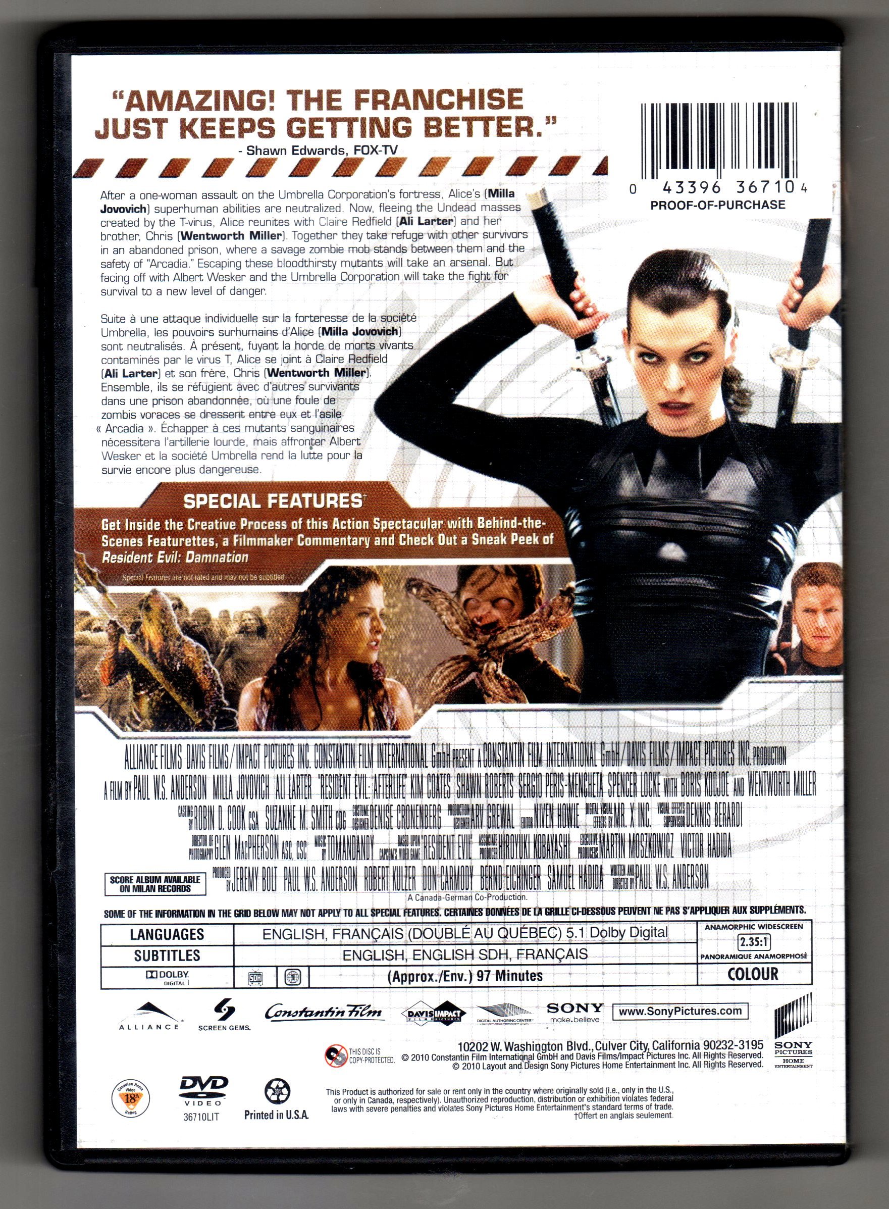 Resident Evil: Afterlife - Official Movie DVD | Action Horror Film with Milla Jovovich | Perfect for Halloween & Movie Nights