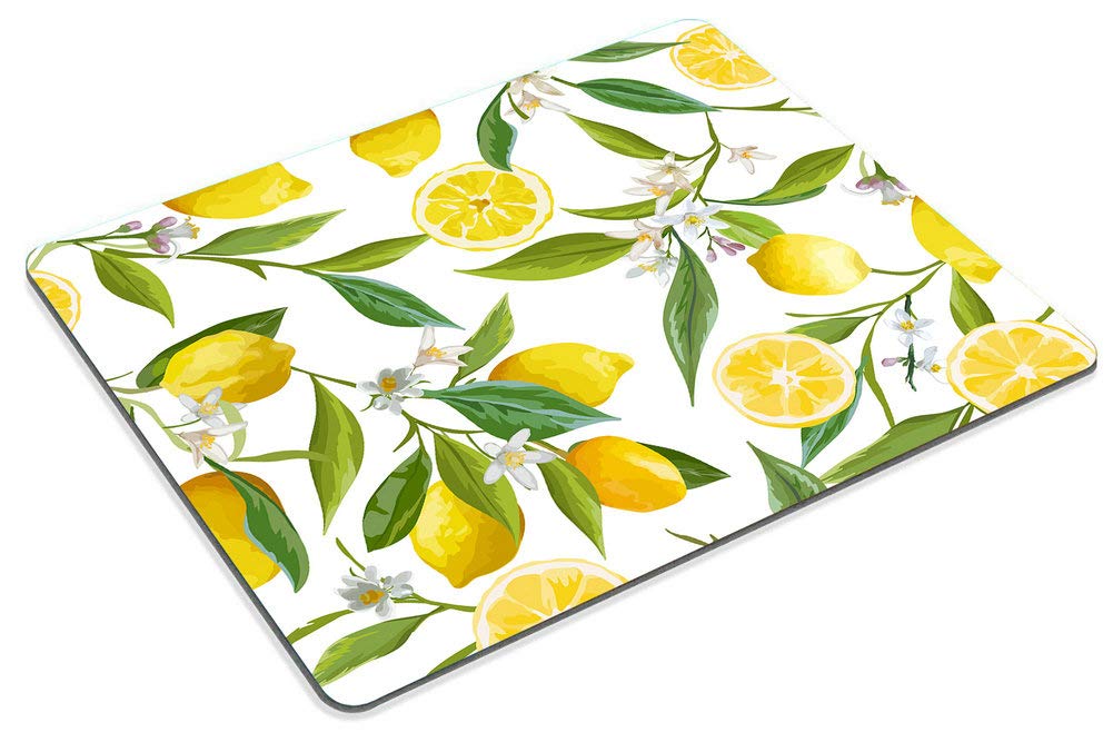 Custom Lemon Fruit Mouse Pad with Flowers & Leaves Design - Non-Slip Rubber Gaming Mouse Mat for Computer & Laptop - Perfect for Office, Gaming & Home Workspace