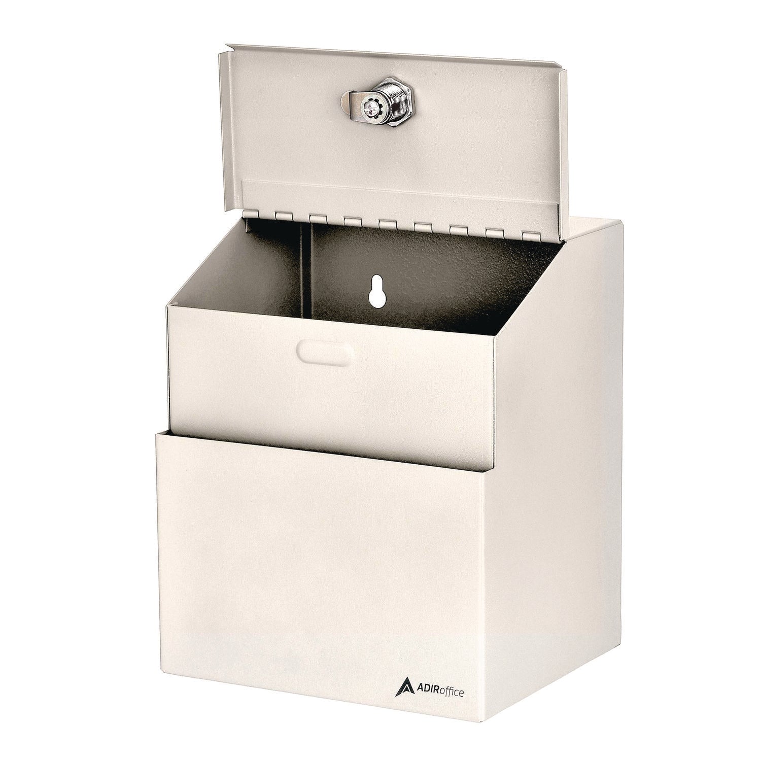 AdirOffice Wall Mountable Steel Suggestion Secure Drop Box with Key - 7 x 6 x 8.5 Inch Locking Mailbox - 304 Stainless Steel White Security Box for Office, Home, or Retail Use