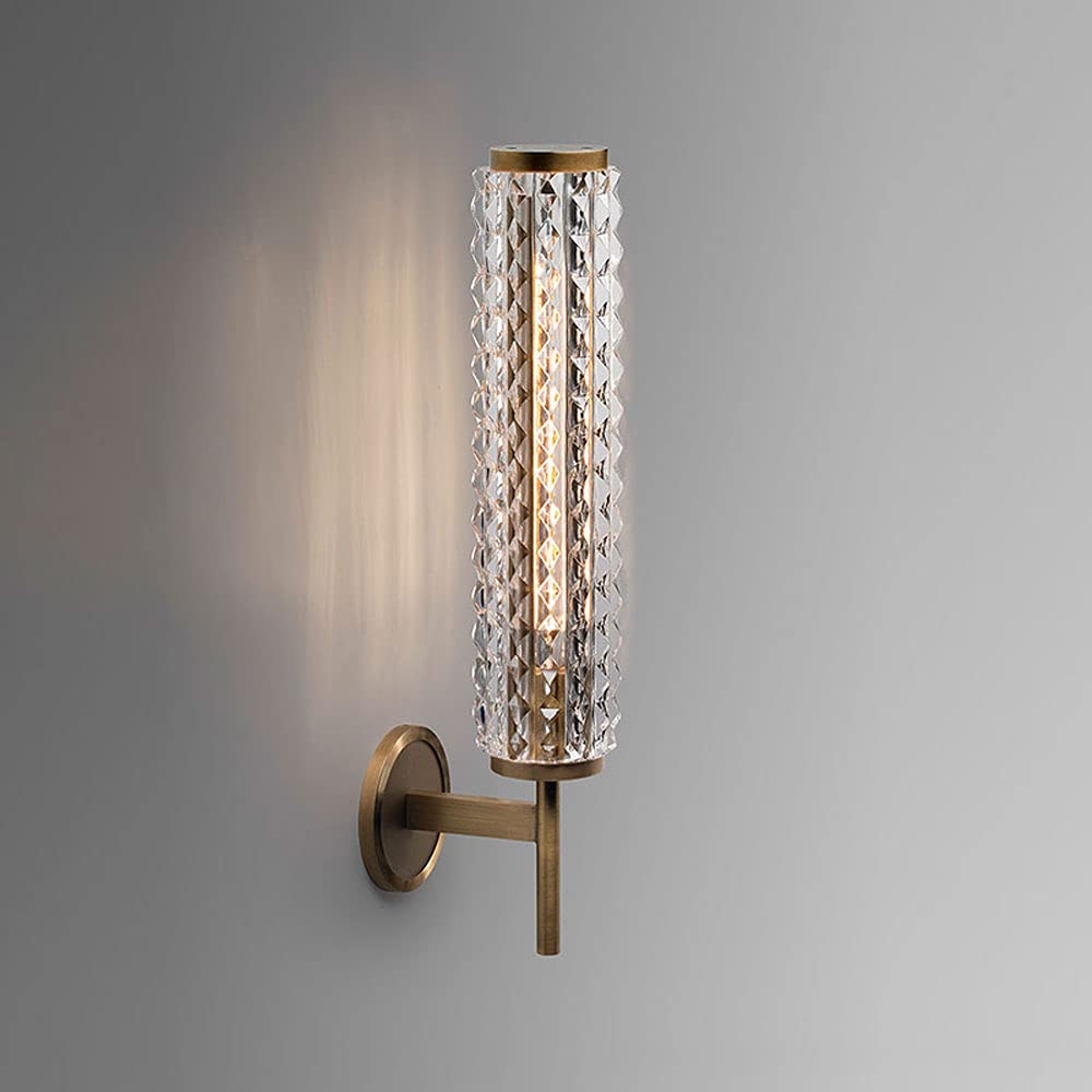 Nordic Style Glass Crystal Wall Sconce Lighting Fixture - Gold E14 Geometric Semi-Flush Mount Lamp for Living Room, Bedroom, Hallway & Hotel Decor | Modern Wall Lighting for Ambient & Accent Illumination