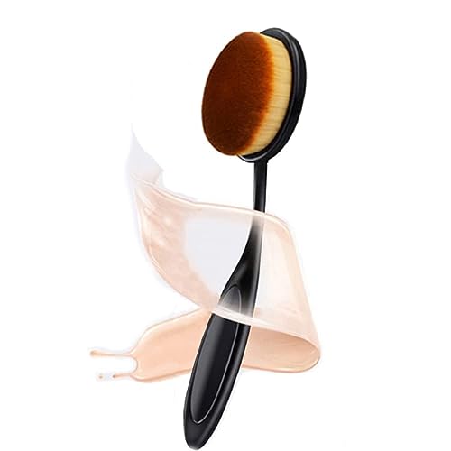 Professional Oval Makeup Brush for Face & Body - Liquid Foundation, Powder, Cream Contour - Buffing, Stippling & Blending - Travel Friendly Palm Brush (1pc) | Perfect for On-the-Go Makeup & Touch-Ups