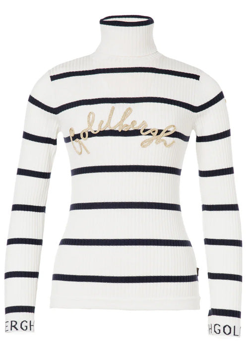 Goldbergh Mimi Long Sleeve Stripe Knit Sweater - Cream | Women's Casual Pullover for Fall & Winter | Perfect for Office, Dates & Cozy Evenings