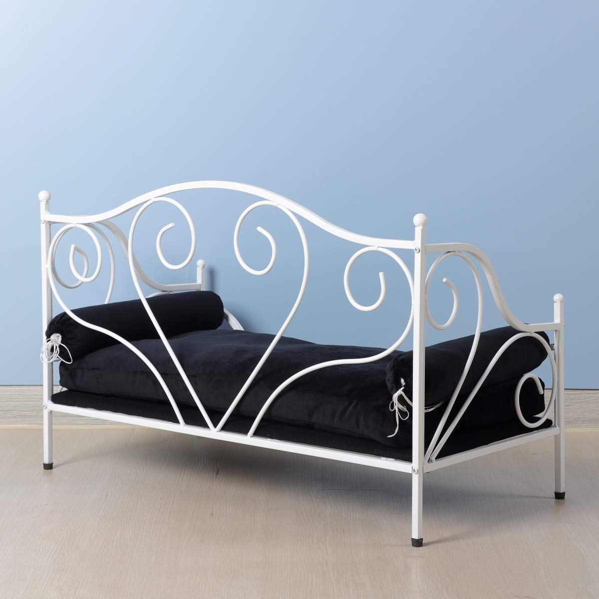 Premium Dog Sofa Bed with Removable Thick Cushion - White Metal Frame Pet Bed for Small Dogs - Breathable Summer Design - Perfect for Living Room, Bedroom & Pet-Friendly Spaces (White)