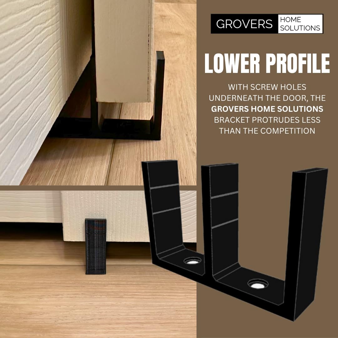 Universal Adjustable Height Sliding Closet Door Floor Guide Bracket - Black - Grovers Home Solutions | Heavy Duty Closet Door Hardware for Smooth Operation | Perfect for Bedroom, Walk-in Closet & Home Organization