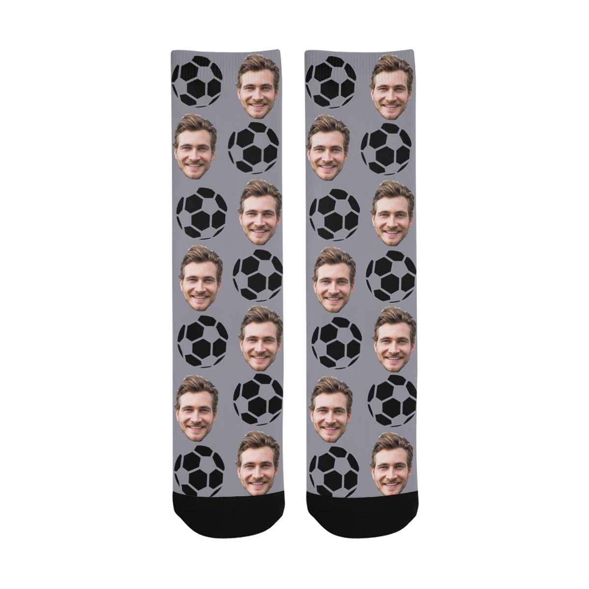 Custom Photo Socks with Soccer Ball Design - Personalized Crew Socks for Men & Women - Unique Father's Day Gift Idea - Perfect for Sports Fans, Birthday Presents & Couple Gifts