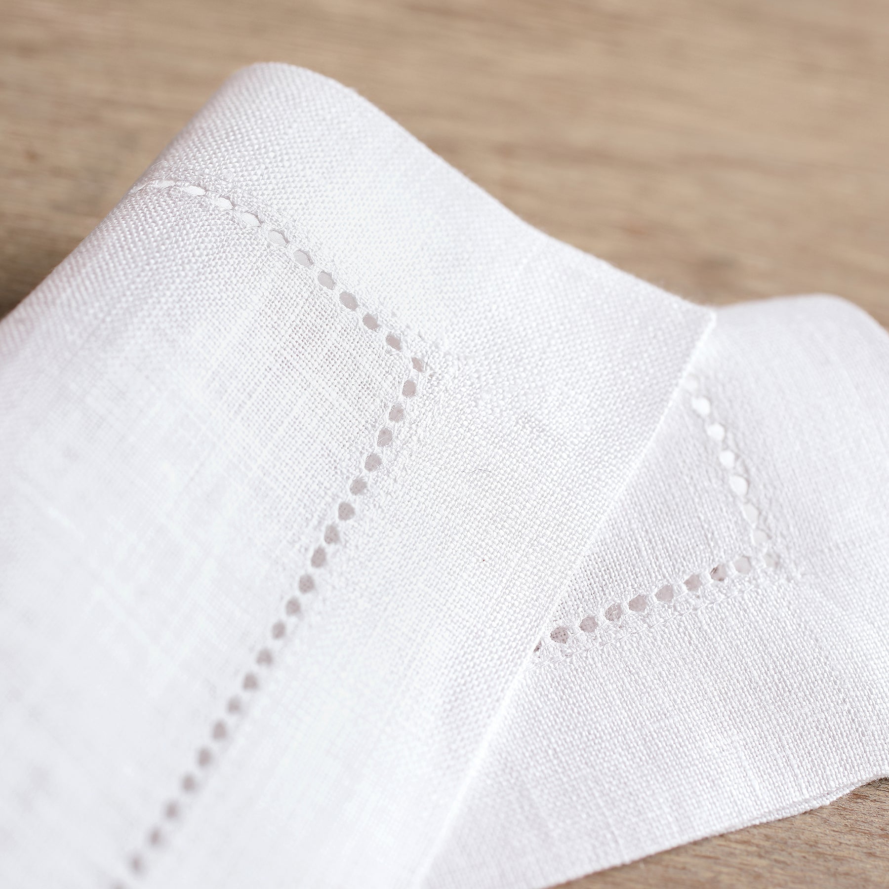 Premium Classic Hemstitch Cocktail Napkins - Set of 12 White Linen Napkins for Parties, Weddings & Formal Dining - Elegant Drink Coasters for Home Bar & Dinner Table Decor