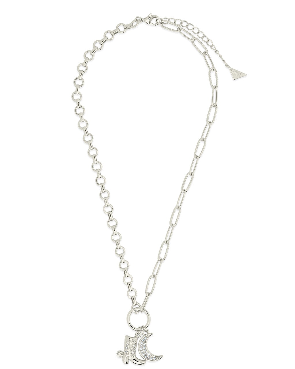 Kelsea CZ Boot & Moon Pendant Charm Necklace - Elegant Sterling Silver Jewelry for Women, Perfect Gift for Birthday, Anniversary & Valentine's Day | Boho Chic Style for Everyday Wear & Special Occasions