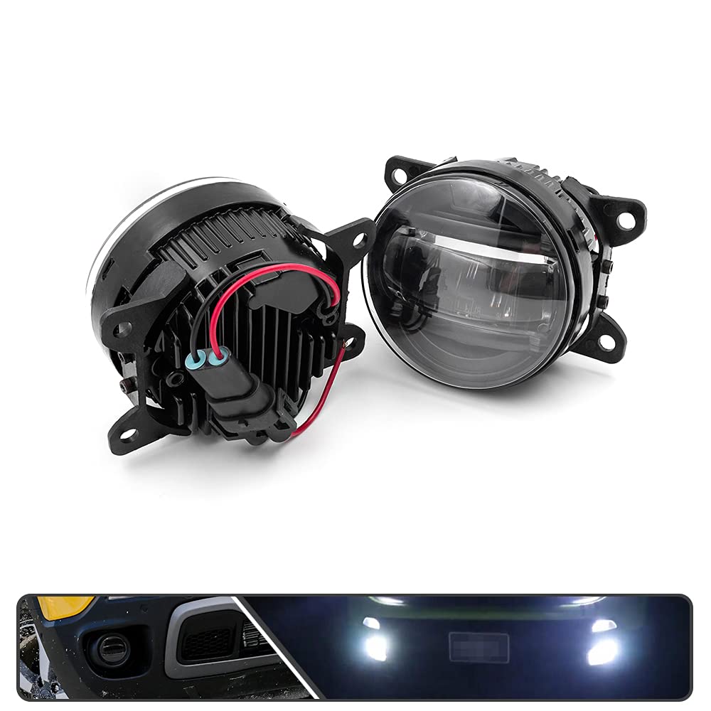 2Pcs Universal 3.5-inch LED Fog Lights for Jeep Renegade Cherokee KL Compass - OEM Replacement Fog Lamps - Durable Off-Road Lighting for Night Driving & Bad Weather Conditions