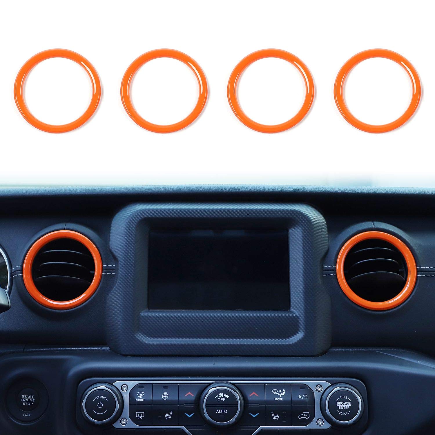 Jeep JL Dash Air Vent Outlet Bezel Trim - ABS Orange Ventilation Grille for 2018-2023 Jeep Wrangler JL/JLU & Gladiator JT - Interior Accessories Upgrade for Off-Road & Daily Driving