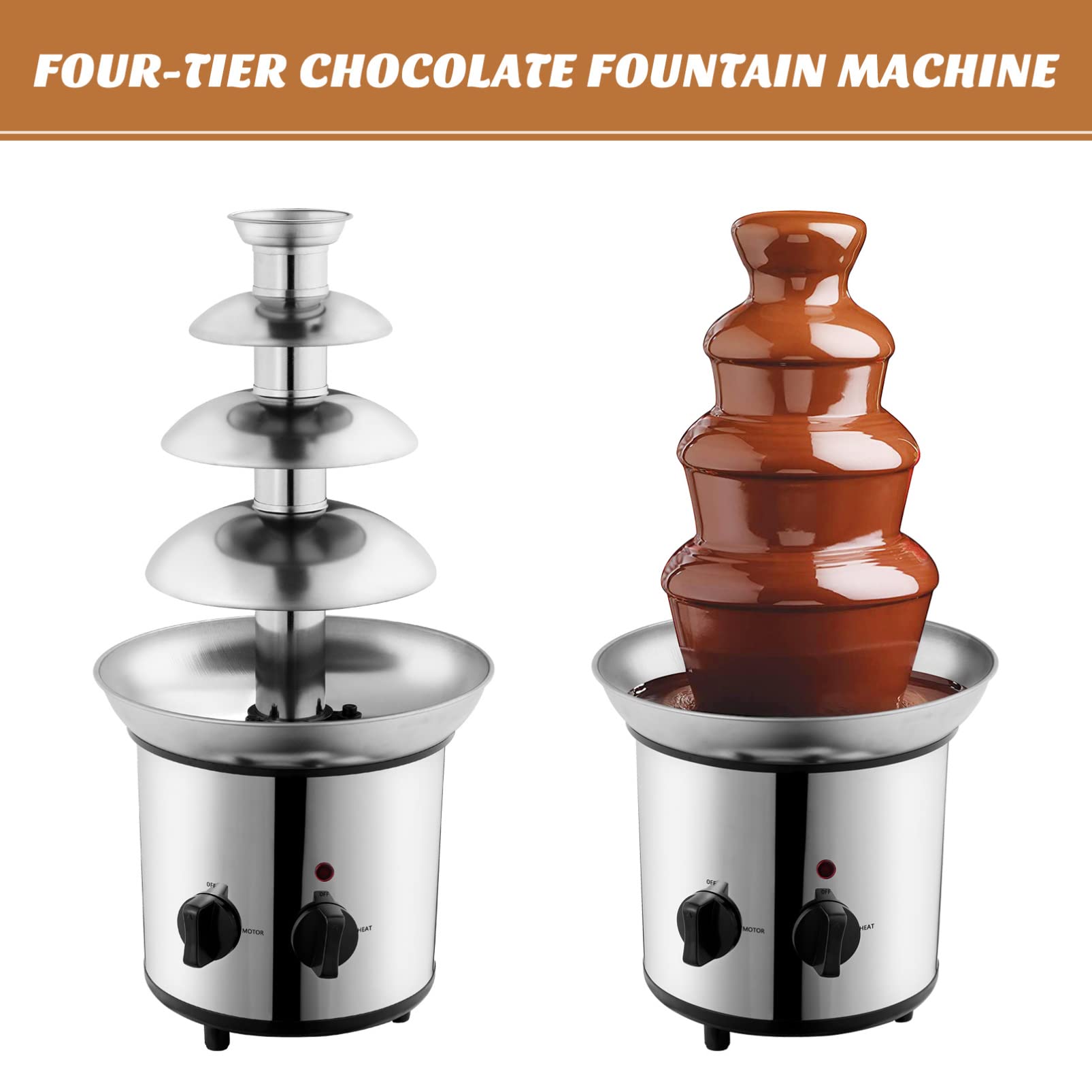 Stainless Steel Chocolate Fondue Fountain for Parties & Desserts