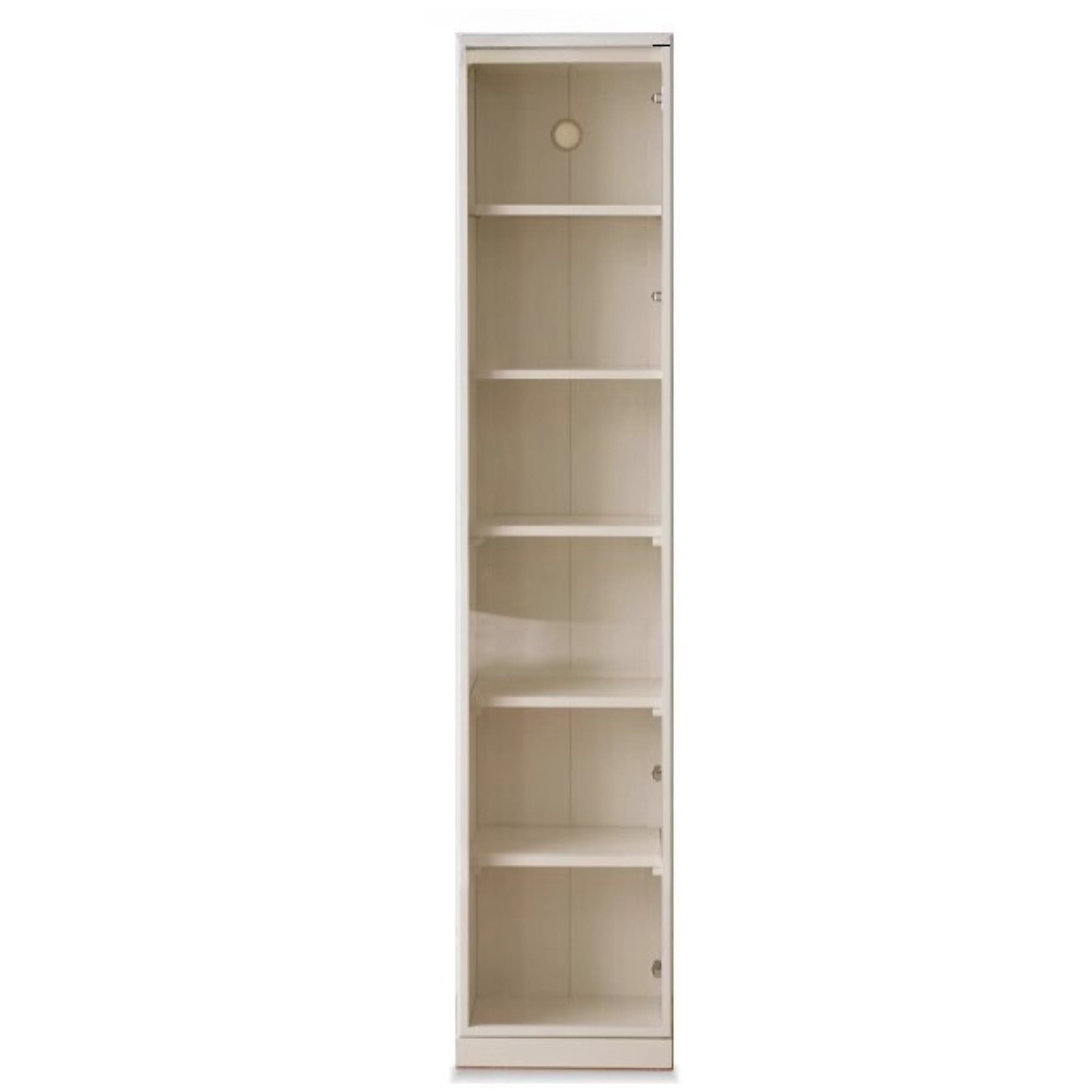 16.5x12.5x78.7 inch / 42.5x32x200 cm / warm white / single door bookcase ultra-white glass