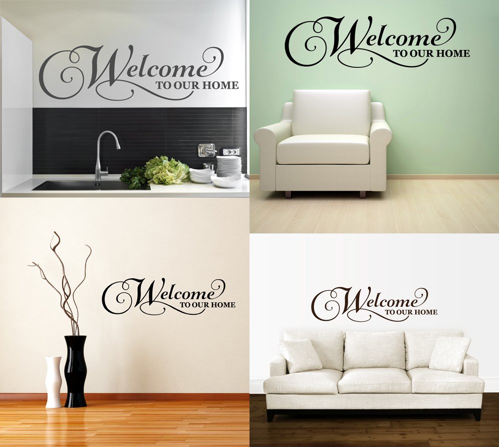 Welcome to Our Home Quote Vinyl Wall Decal Sticker - Removable Home Decor Art for Living Room, Nursery & Office - Black 35x10 inches - Perfect for Wall Decor, Housewarming Gifts & Interior Design