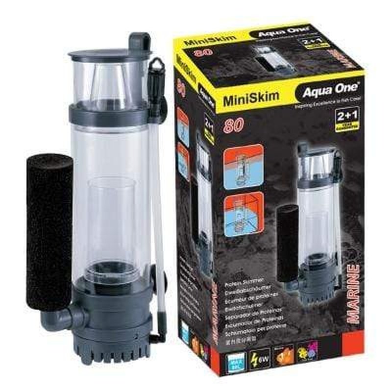 Aqua One MiniSkim 80 Protein Skimmer for Saltwater Aquariums - Compact & Efficient Nano Tank Filter - Perfect for Coral Reef, Marine Fish & Small Aquarium Maintenance