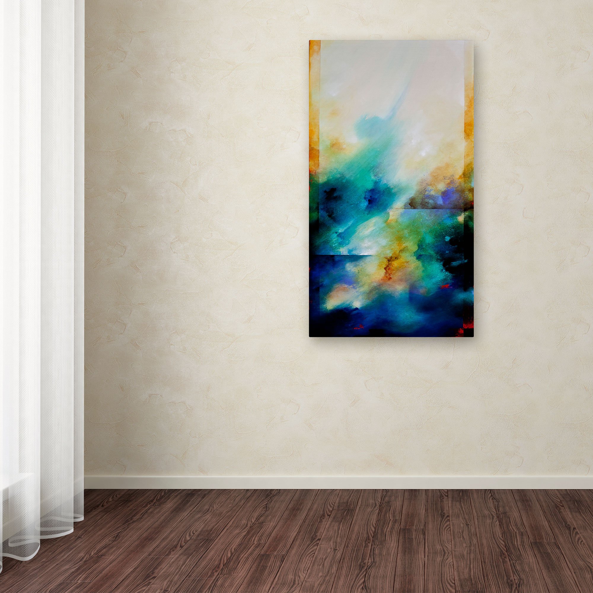 Trademark Fine Art 'Aqua Breeze' Canvas Wall Art by CH Studios - Modern Ocean Blue Abstract Painting for Living Room, Bedroom & Office Decor