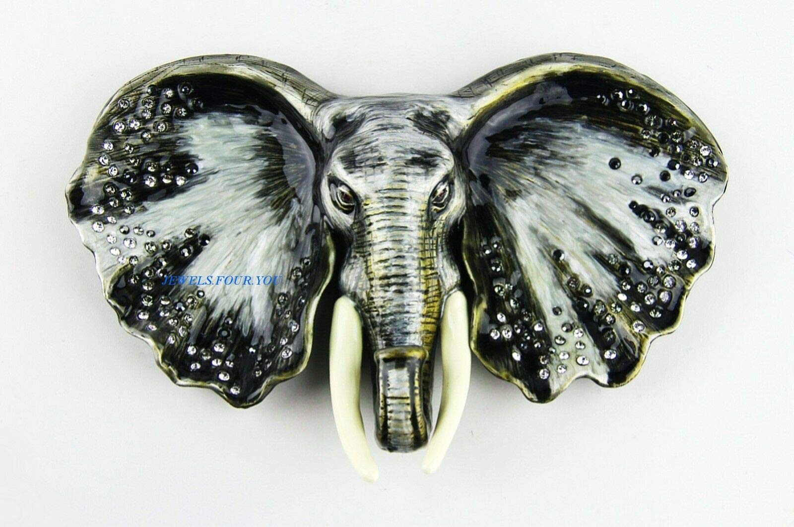 Jay Strongwater Jungle Rare Elephant Trinket Tray - Swarovski Crystal Decor #2 | Elegant Jewelry Organizer & Home Decor for Dresser, Vanity, or Gift Giving