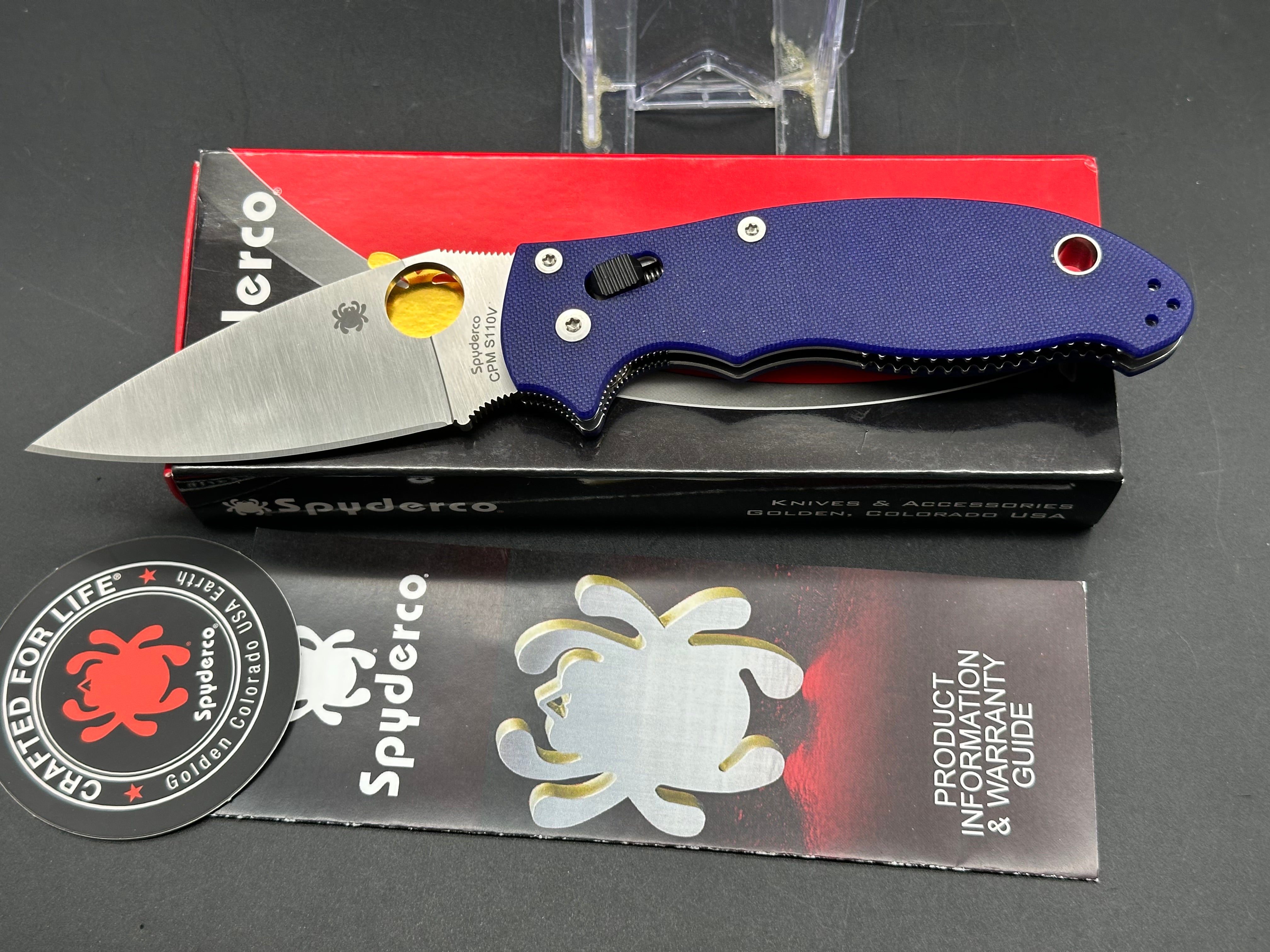 Spyderco Manix 2 Folding Knife - Dark Blue G10 Handle, C101GPDBL2, S110V Steel Blade - Perfect for EDC, Outdoor Adventures & Tactical Use