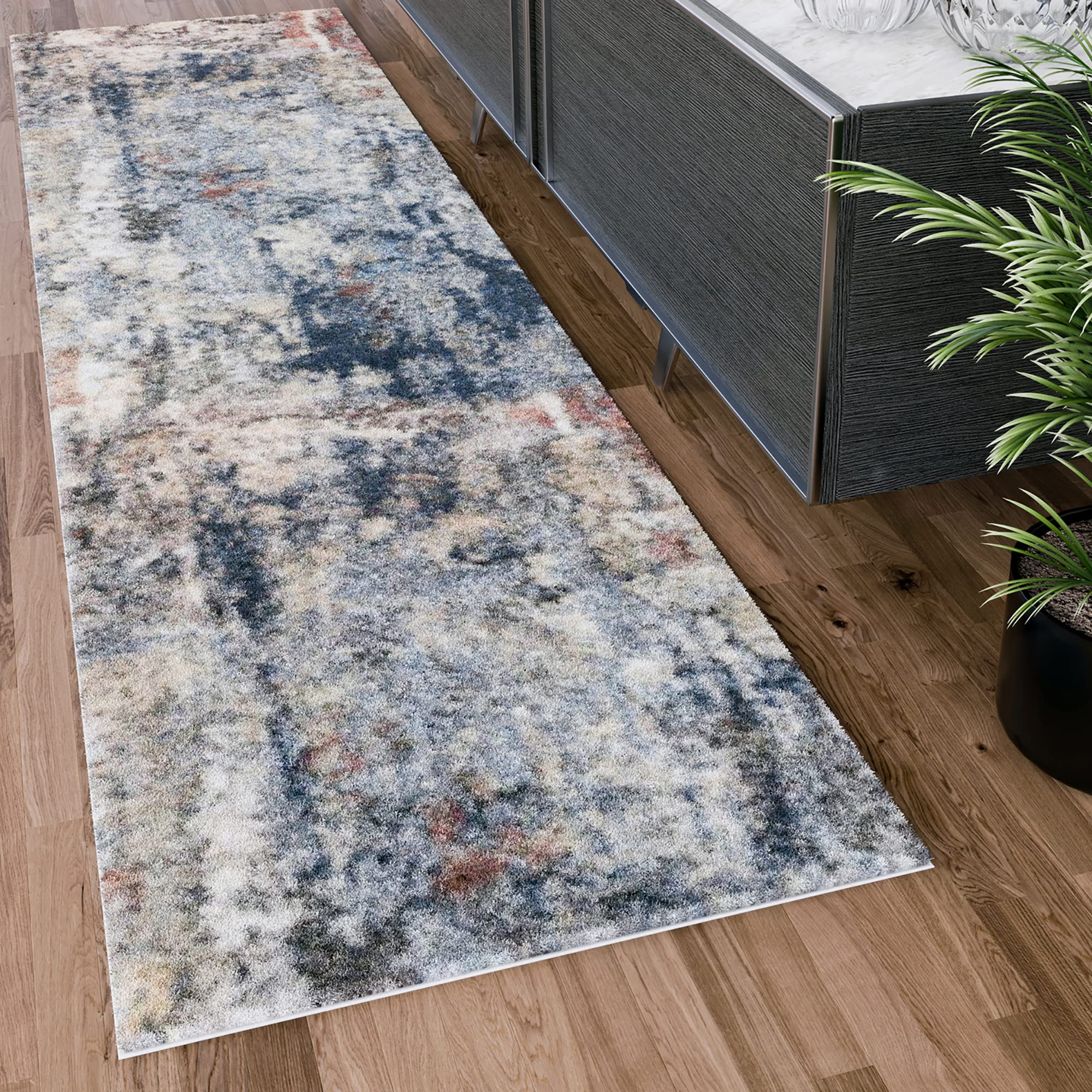 Billings Navy 2x8 Hallway Runner Rug - Non-Slip Modern Indoor Carpet for Kitchen, Entryway, Walkway, Foyer & Office - Abstract Design Area Rug | Perfect for High Traffic Areas & Home Decor