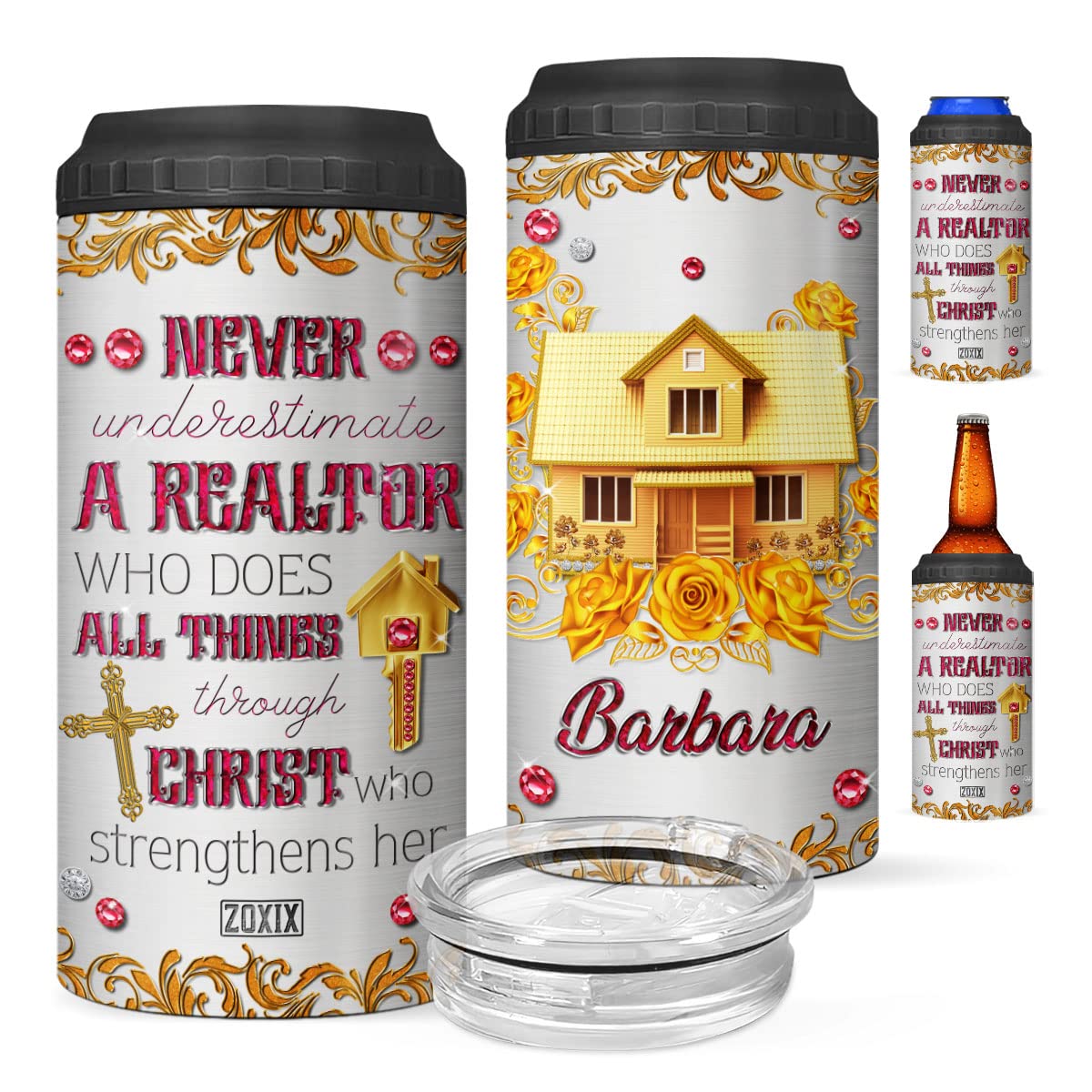 Personalized Realtor Can Cooler Tumbler - 16oz Stainless Steel Insulated Travel Cup with Custom Name - Perfect Real Estate Agent Gift for Women & Coworkers - Great for Birthday, Office Use, Outdoor Activities & Client Appreciation