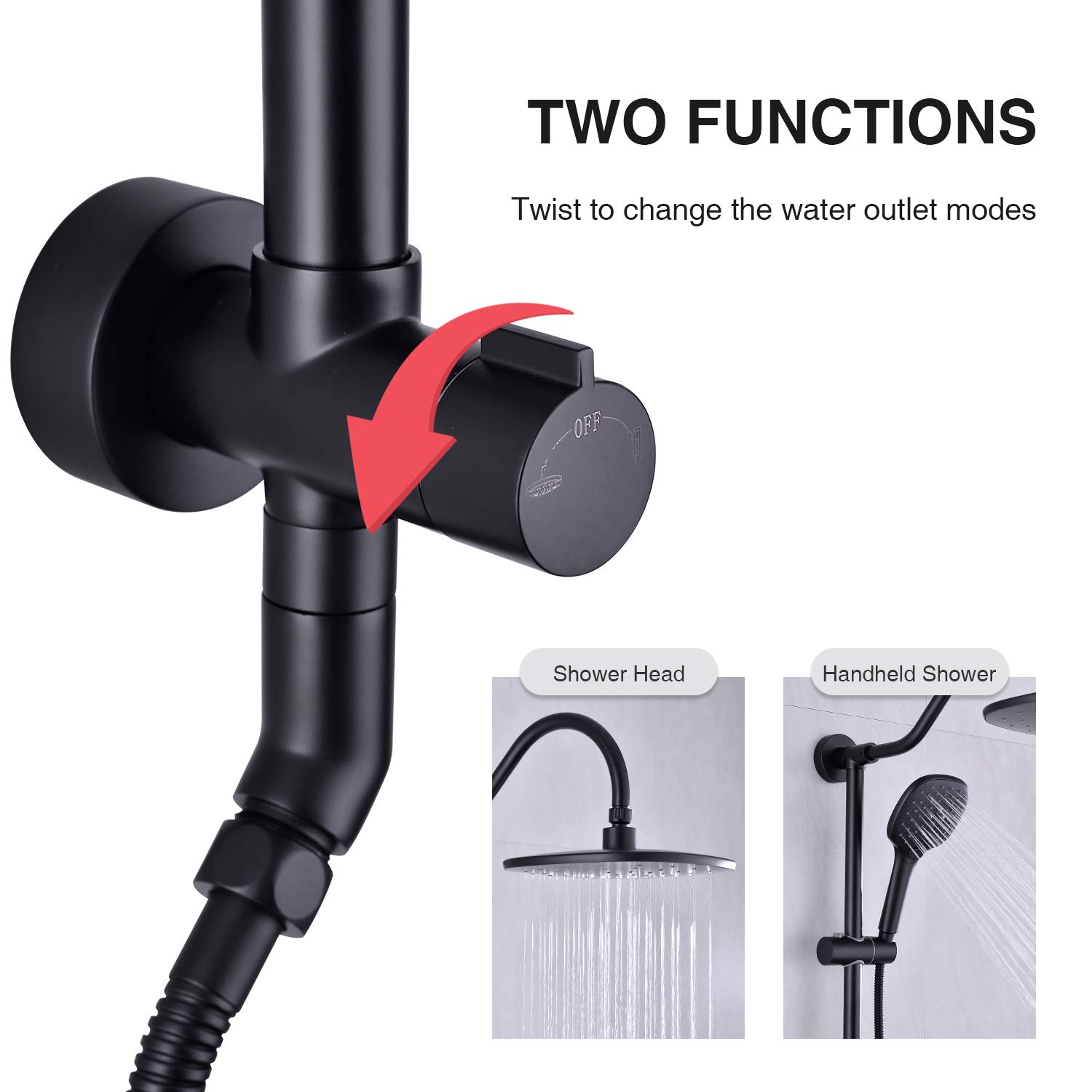 Matte Black Brass Retrofit Shower Faucet Set - 9 Inch Exposed Rainfall Shower Head with Adjustable Slide Bar, 3-Function Handheld Sprayer & Single Handle Combo System | Perfect for Modern Bathroom Renovations & Spa-Like Shower Experience