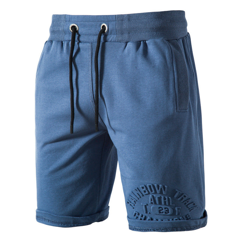 **LOVEVOP Men's Solid Color Embroidered Casual Shorts - Breathable Terry Fabric, High Street Trend, Summer 2025 Clearance - Perfect for Gym, Running, and Everyday Wear**