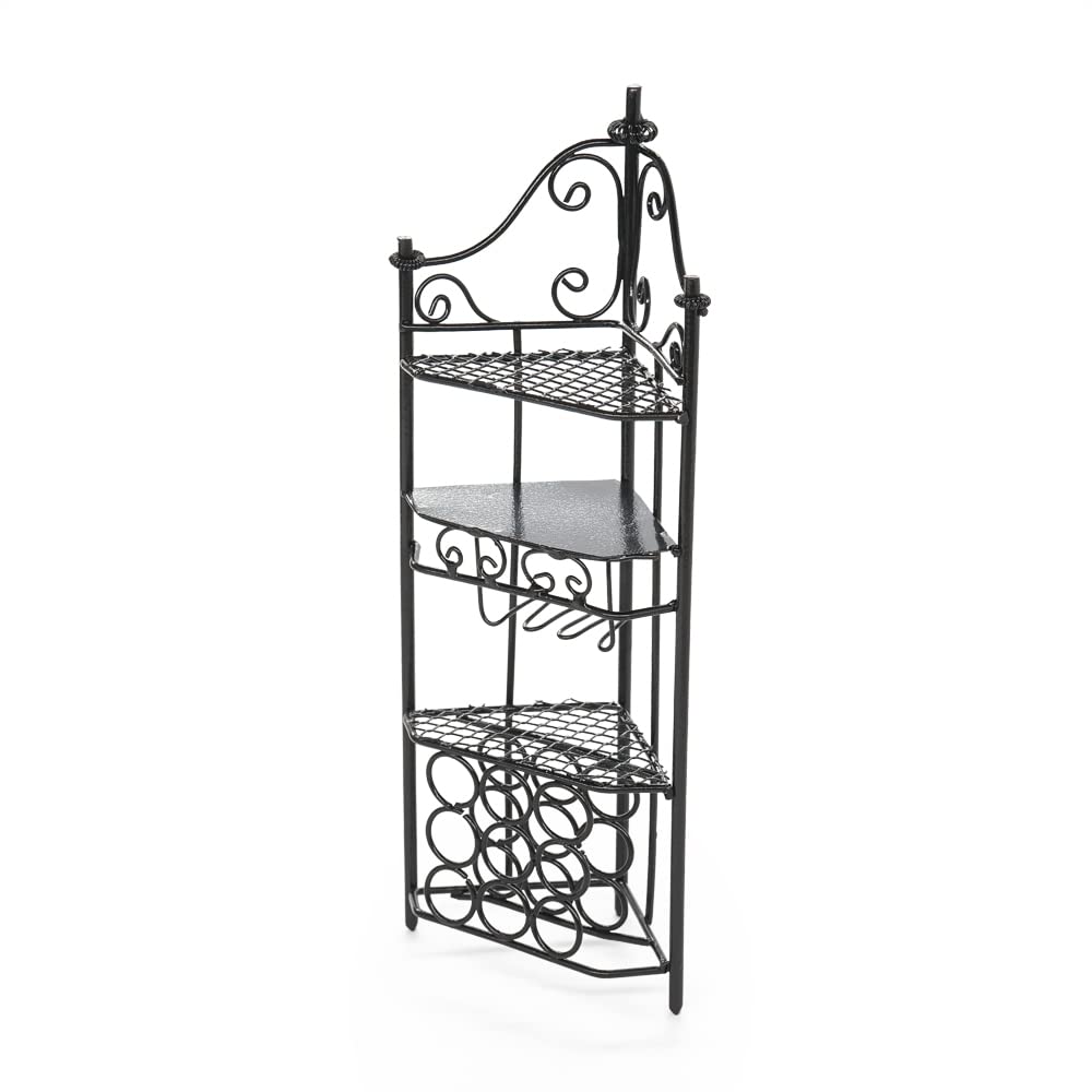 Odoria 1/12 Scale Miniature Wooden Wine Rack for Dollhouse - Black Display Shelf - Perfect for Dollhouse Decor, Mini Bar Setup & Collectible Display