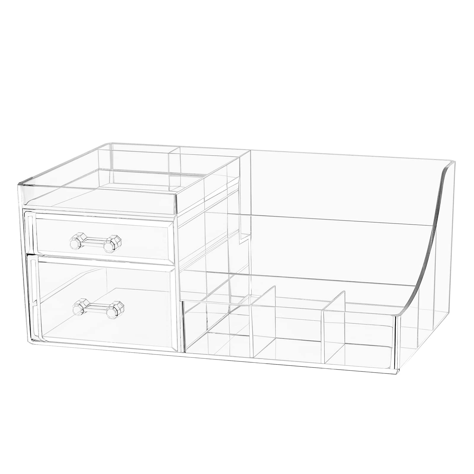 Clear Acrylic Skincare Organizer with 2 Stackable Drawers - Makeup & Jewelry Storage for Vanity, Hair Clips, Beauty Products - Perfect for Bedroom, Bathroom & Dressing Table Organization