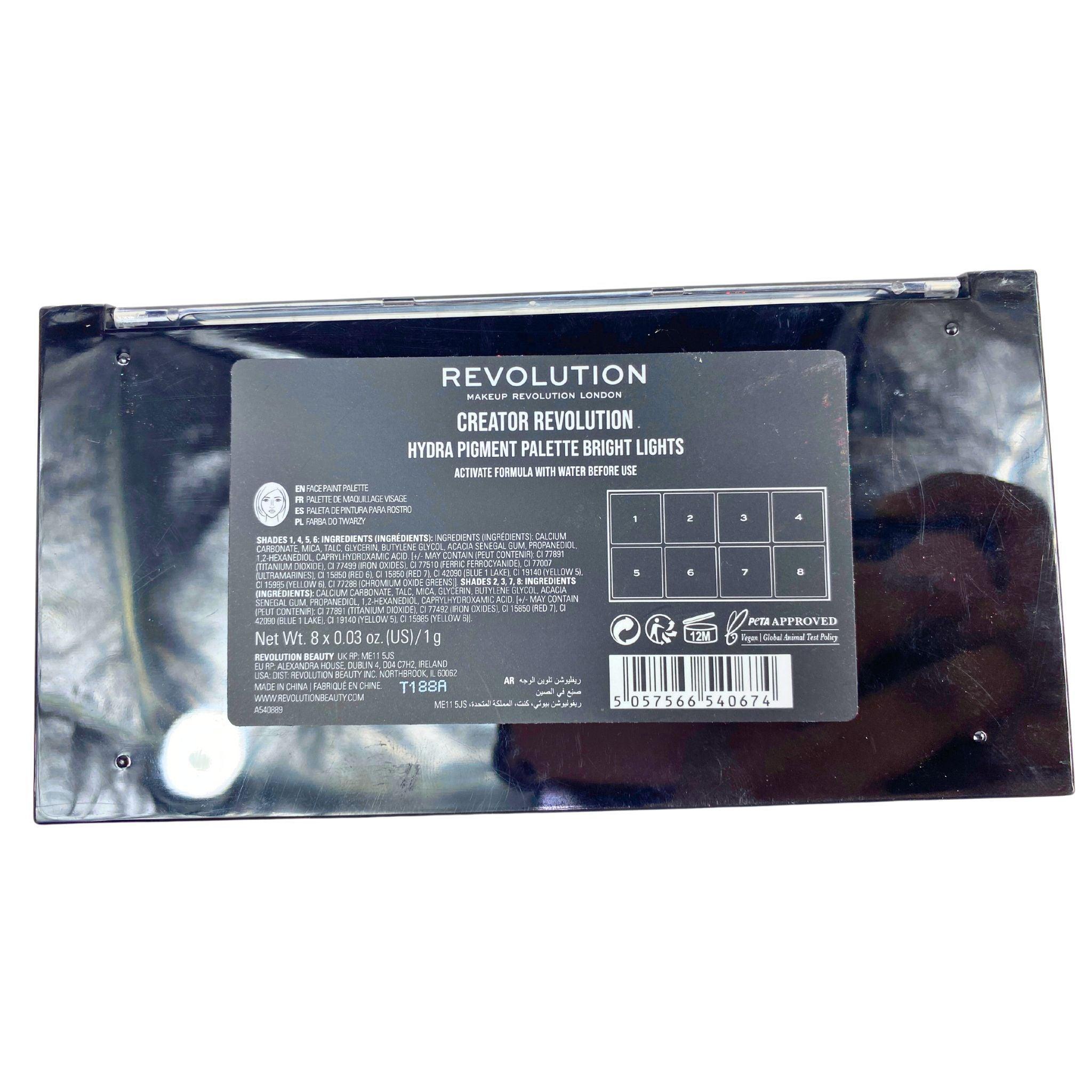 Revolution Hydra Pigment Palette Bright Lights - 30 Colors Highly Pigmented Eyeshadow Palette for Makeup Artists, Vegan & Cruelty-Free - Perfect for Party, Wedding, and Night Out Makeup Looks