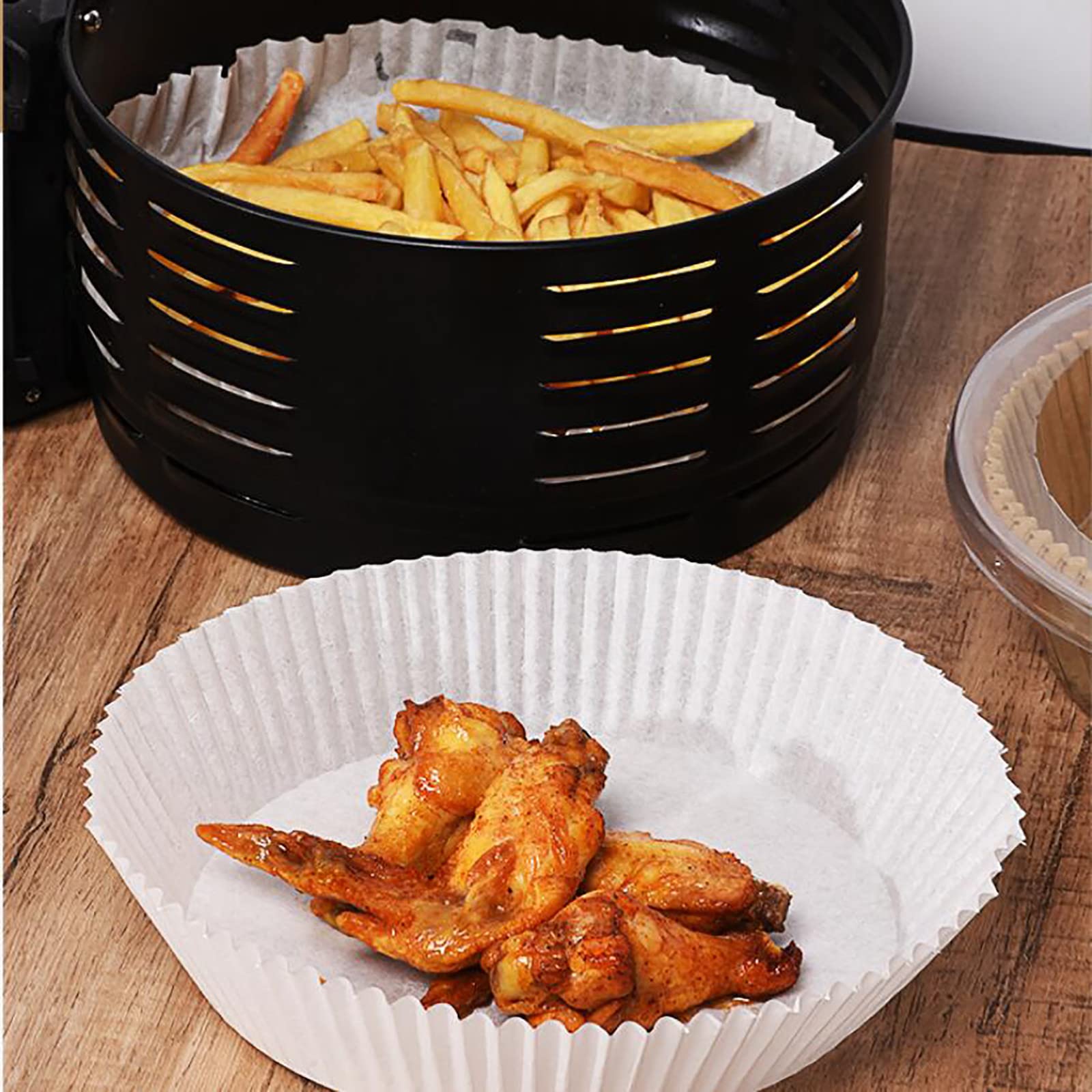 30-Piece Air Fryer Disposable Paper Liners - Non-Stick, Oil-Absorbent Round Baking Sheets for Air Fryers & Ovens | Perfect for Roasting, Grilling, Baking Chicken Wings & Vegetables (White, Standard Size)