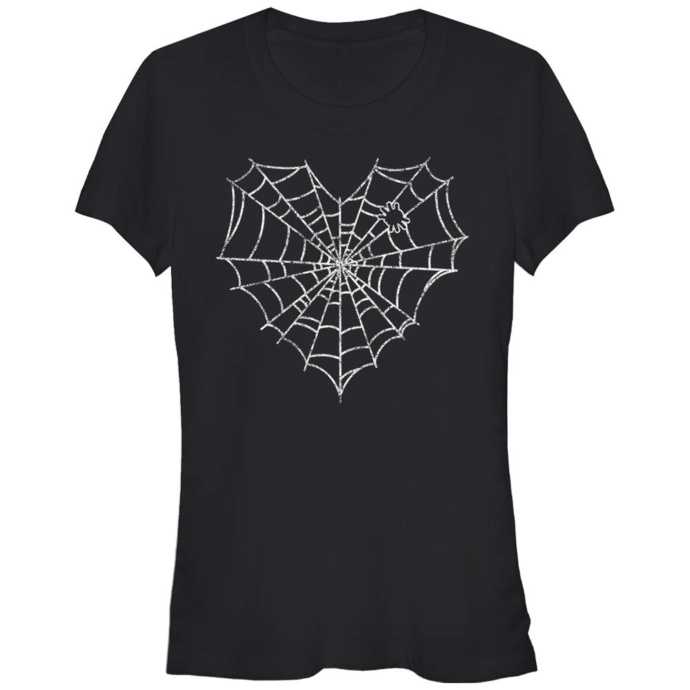 LOST GODS Junior's Halloween Heart Spider Web T-Shirt - Spooky Graphic Tee for Teens & Kids | Perfect for Halloween Parties, Trick-or-Treating & Costume Outfits